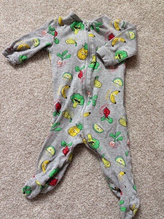 George Other - George Grey Footed One-Piece with Fruit & Veg Prints
